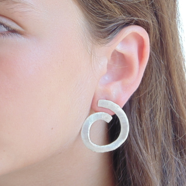 Spiral earrings, μεγάλα σκουλαρίκια καρφωτά σε ασήμι 925 - statement, ασήμι, καρφωτά - 5