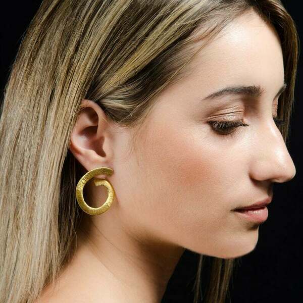 Spiral earrings, μεγάλα σκουλαρίκια καρφωτά σε ασήμι 925 - statement, ασήμι, καρφωτά