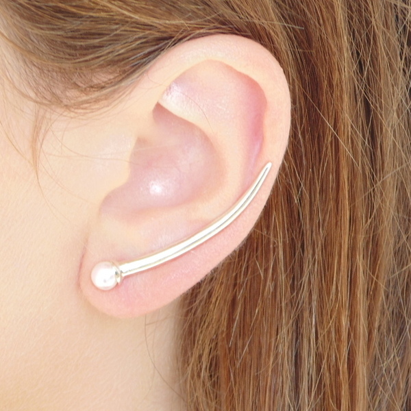 Pearl climber earrings Σκουλαρίκια με μαργαριτάρι σε ασήμι 925 - ασήμι, πέρλες - 5