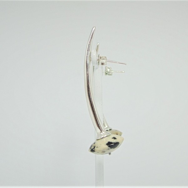 Dalmatian stone bar earrings/Σκουλαρίκια με πέτρες Δαλματίας σε ασήμι 925 - ασήμι, πέτρες, καρφωτά - 5