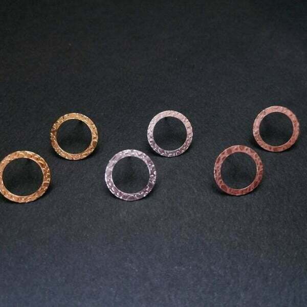Καρφωτά σκουλαρίκια κύκλοι, minimal design animal print - ασήμι, επιχρυσωμένα, κύκλος, καρφωτά - 2