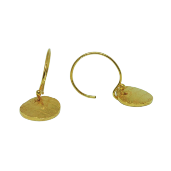 Σκουλαρίκια κρίκοι με δίσκους, Coin Earrings dangle - ασήμι, επιχρυσωμένα, επάργυρα, φλουρί, κρίκοι, μικρά, boho - 2