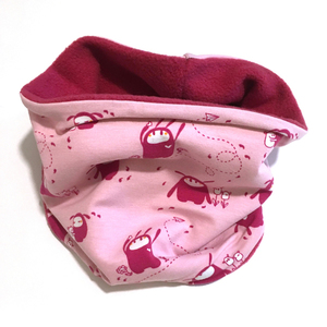 Παιδικό κασκόλ λαιμός - Neck warmer ροζ τερατάκια - λαιμοί - 2