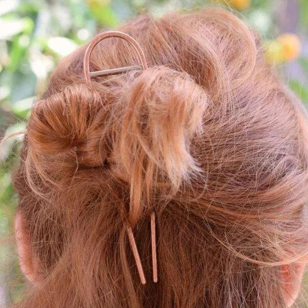 Μοντέρνο αξεσουάρ μαλλιών από χαλκό και αλπακά - για τα μαλλιά - 2