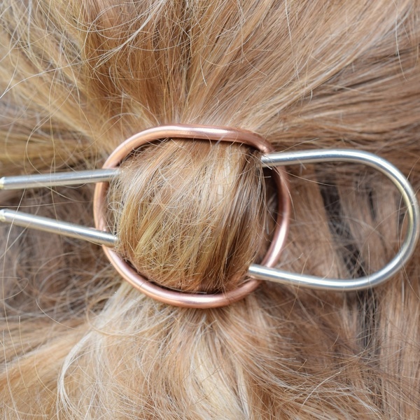 Αξεσουάρ μαλλιών χειροποίητο από αλπακά και χαλκό, hair barrette - για τα μαλλιά - 2
