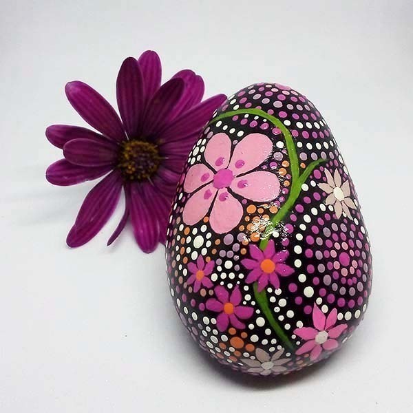 Άνοιξη, λουλούδια ροζ, ζωγραφισμένα σε πέτρα θαλάσσης - ζωγραφισμένα στο χέρι, πέτρα, λουλούδια, Black Friday, διακοσμητικές πέτρες - 3
