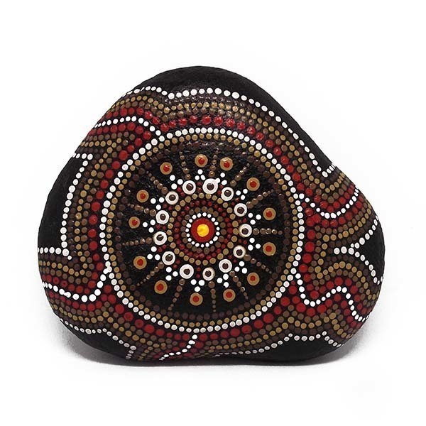 Mandala, ζωγραφισμένο σε μεγάλη φυσική πέτρα θαλάσσης - ζωγραφισμένα στο χέρι, πέτρα, διακοσμητικές πέτρες
