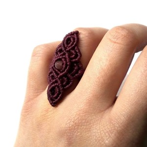 Μακραμέ δαχτυλίδι με ημιπολύτιμο λίθο νεφρίτη. - ημιπολύτιμες πέτρες, ημιπολύτιμες πέτρες, μακραμέ, boho, ethnic, σταθερά, φθηνά - 5