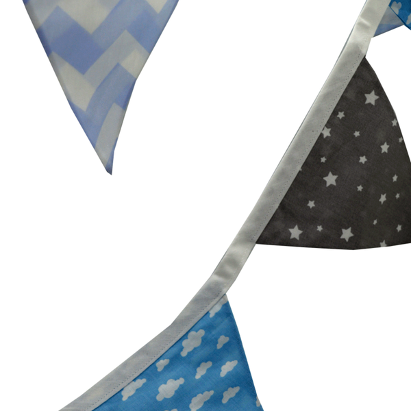 Σημαιάκια διακοσμητικά σε γκρι και γαλάζιες αποχρώσεις - αγόρι, γιρλάντες - 2