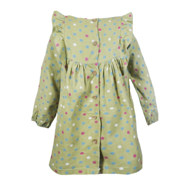 Φόρεμα παιδικό κοτλέ μπεζ πουά - κορίτσι, πουά, για παιδιά, παιδικά ρούχα - 2