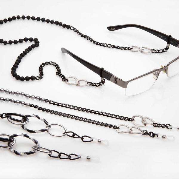 Αλυσίδα γυαλιών σε μαύρο ασημί - αλυσίδες, κρίκοι - 2