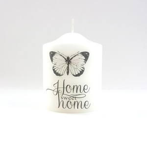 Διακοσμητικό Λευκό Κερί με Πεταλούδα - Home Sweet Home - πεταλούδα, κερί, διακοσμητικά, homedecor