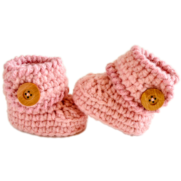 Ροζ πλεκτά μποτάκια για μωρά 0-6 μηνών - δώρο, χειροποίητα, αγκαλιάς