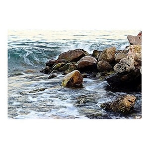 Κάδρο. Βράχια και κύματα σε μια φωτογραφία θαλασσινή. - πίνακες & κάδρα, επιτοίχιο