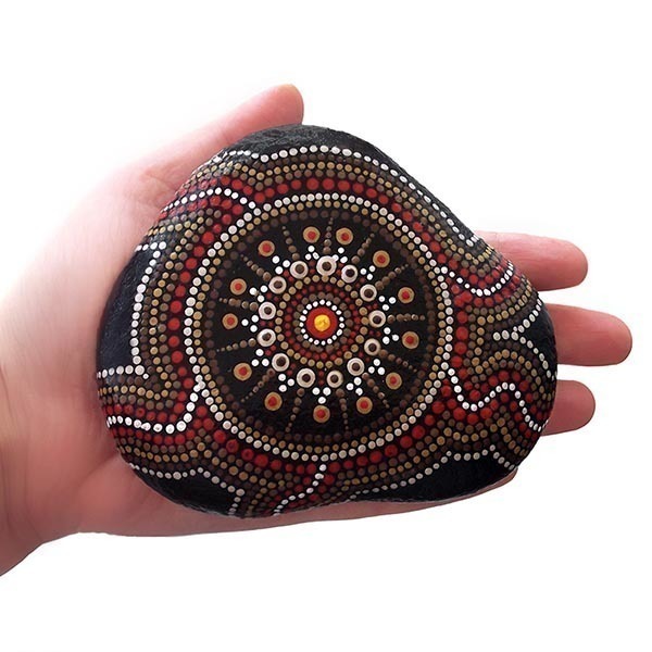 Mandala, ζωγραφισμένο σε μεγάλη φυσική πέτρα θαλάσσης - ζωγραφισμένα στο χέρι, πέτρα, διακοσμητικές πέτρες - 4