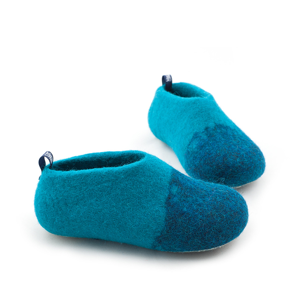 Παιδικά παπούτσια για το σπίτι από μαλλί 100% σε μπλε αποχρώσεις - μαλλί - 5