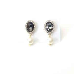 Σκουλαρίκια μαύρα κρυσταλλάκια με πέρλες - μικρά, κρεμαστά, πέρλες, faux bijoux, φθηνά