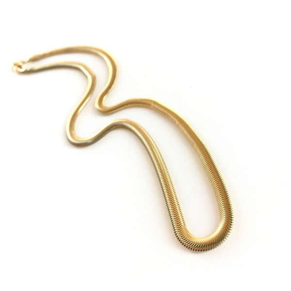 Κολιέ αλυσίδα πλακέ ατσάλινη χρυσή φίδι - επιχρυσωμένα, κοντά, ατσάλι, φθηνά