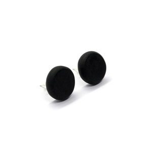 "Dots & Colors" - Μαύρα καρφωτά σκουλαρίκια από πηλό - ασήμι 925, πηλός, minimal, καρφωτά, μικρά, φθηνά