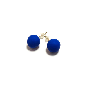 "Dots & Colors" - Μπλε καρφωτά σκουλαρίκια από πηλό - ασήμι 925, πηλός, minimal, καρφωτά, φθηνά