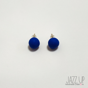 "Dots & Colors" - Μπλε καρφωτά σκουλαρίκια από πηλό - ασήμι 925, πηλός, minimal, καρφωτά, φθηνά - 2
