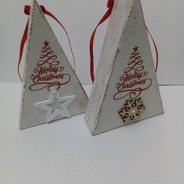 Ξυλινο χριστουγεννιατικο δεντρο χειροποιητο.Ξύλινα στολίδια Χριστουγέννων - χειροποίητα, χριστουγεννιάτικα δώρα, δώρο για γιατρό, γούρια - 3