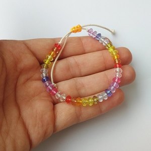 βραχιόλι χάντρες ουράνιο τόξο, rainbow crystal friendship bracelet - κορδόνια, χάντρες, χεριού, αυξομειούμενα, φθηνά - 4