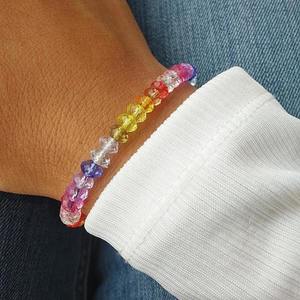 βραχιόλι χάντρες ουράνιο τόξο, rainbow crystal friendship bracelet - κορδόνια, χάντρες, χεριού, αυξομειούμενα, φθηνά - 5