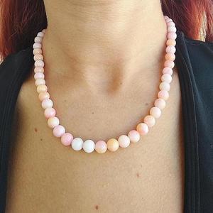 Κολιέ κοντό ροζ ημιπολύτιμος λίθος - ημιπολύτιμες πέτρες, γυναικεία, κοντά - 5
