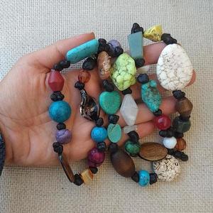 κολιέ μακρύ με πέτρες πολύχρωμες mix - ημιπολύτιμες πέτρες, γυναικεία, χάντρες, μακριά - 3