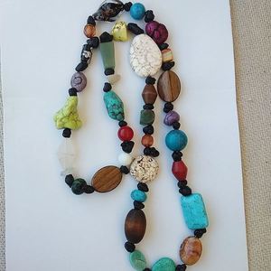 κολιέ μακρύ με πέτρες πολύχρωμες mix - ημιπολύτιμες πέτρες, γυναικεία, χάντρες, μακριά - 5