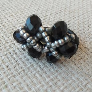 δαχτυλίδι μαύρο-ασημί με κρύσταλλα swarovski - swarovski, χάντρες, σταθερά, μεγάλα, φθηνά - 5