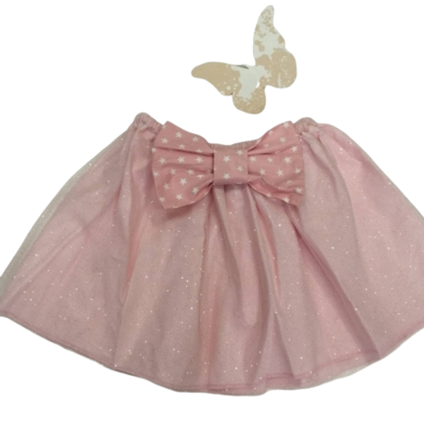 Τούλινη φούστα με glitter - φιόγκος, κορίτσι, γκλίτερ, παιδικά ρούχα, βρεφικά ρούχα, 1-2 ετών