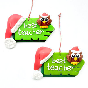 Χριστουγεννιάτικο στολίδι δέντρου για τον δάσκαλο με κουκουβάγια - χειροποίητα, χριστουγεννιάτικο, δασκάλα, στολίδια, δώρα για δασκάλες - 2