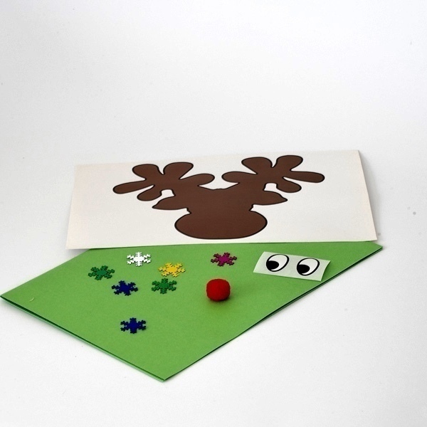 Χριστουγεννιάτικη Κάρτα Τάρανδος DIY Σετ Χειροτεχνίας - χειροποίητα, για παιδιά, ευχετήριες κάρτες - 2