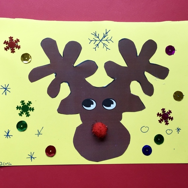 Χριστουγεννιάτικη Κάρτα Τάρανδος DIY Σετ Χειροτεχνίας - χειροποίητα, για παιδιά, ευχετήριες κάρτες - 4