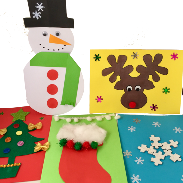 5 Χριστουγεννιάτικες Κάρτες DIY Σετ Χειροτεχνίας - χειροποίητα, διακοσμητικά, για παιδιά