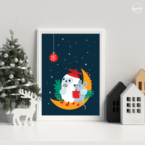 Χριστουγεννιάτικο ξύλινο καδράκι "Ο Ποντικούλης & η Κουκουβάγια"|21x30 Παιδικό Δωμάτιο - αφίσες, χριστουγεννιάτικο, διακοσμητικά - 2