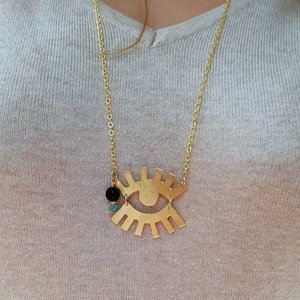 The eye-necklace - επιχρυσωμένα, χειροποίητα, μάτι, μακριά, δώρα για γυναίκες - 5