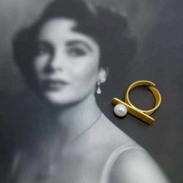 White Dream-επίχρυσο δακτυλίδι με μαργαριτάρι - μαργαριτάρι, επιχρυσωμένα, boho, αυξομειούμενα, δώρα για γυναίκες, φθηνά - 2