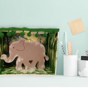 Κουτί Φωτιζόμενο -Shadow box με Ελεφαντάκι - δώρο, ελεφαντάκι, διακοσμητικά, επιτραπέζιο διακοσμητικό