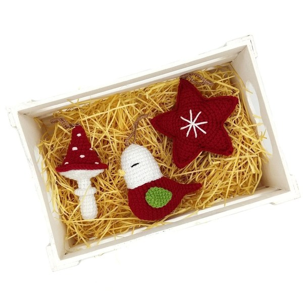 Χριστουγεννιάτικο στολίδι - αστεράκι - χριστουγεννιάτικο, amigurumi, χριστουγεννιάτικα δώρα, στολίδια - 3