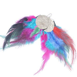 Σκουλαρίκια απο αρζαντό με πολύχρωμα φτερά - φτερό, μέταλλο, κρεμαστά, μεγάλα - 2
