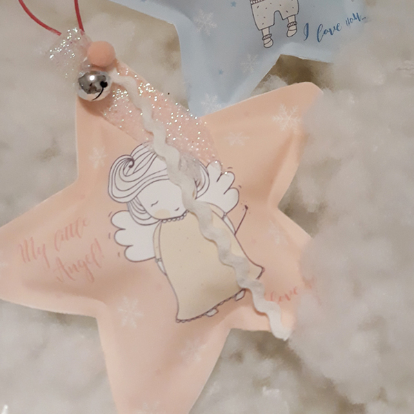 Χριστουγεννιάτικο στολίδι Αστέρι, με ασορτί τσαντούλα - αστέρι, χριστουγεννιάτικο, αγγελάκι, στολίδια - 2