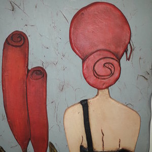 Πίνακας από πηλό "Γυναικεία φιγούρα με κόκκινα μαλλιά" - πίνακες & κάδρα, πηλός, χειροποίητα, διακοσμητικά, πρωτότυπα δώρα - 2