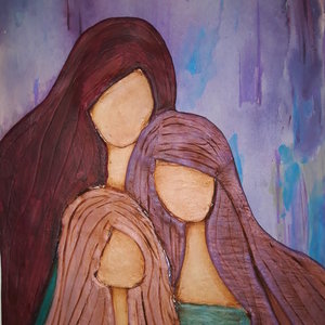 Πίνακας από πηλό "Οι τρεις αδελφές" - πίνακες & κάδρα, πηλός, χειροποίητα, πρωτότυπα δώρα - 2