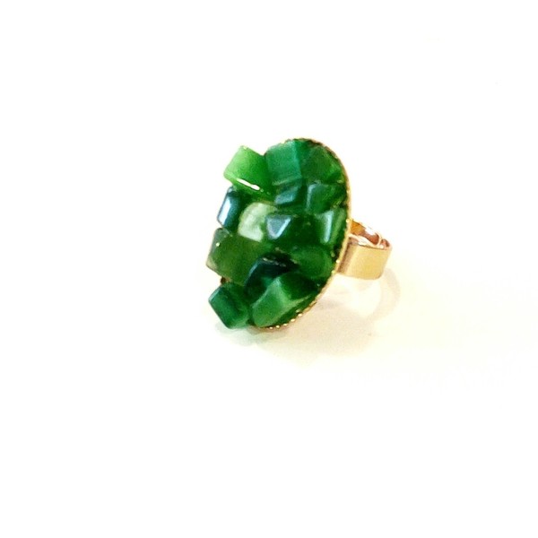 Δαχτυλίδι με πράσινες χάντρες - ημιπολύτιμες πέτρες, χειροποίητα, μεγάλα, αυξομειούμενα, φθηνά