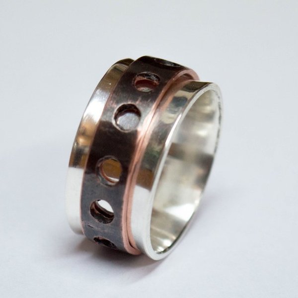 Ασημένιο spinner δαχτυλίδι από Ασήμι και Χαλκό - δαχτυλίδι, δαχτυλίδια - 2