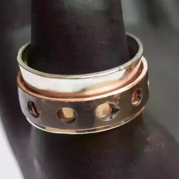 Ασημένιο spinner δαχτυλίδι από Ασήμι και Χαλκό - δαχτυλίδια, δαχτυλίδι - 3