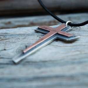 Ανδρικός mixed metal σταυρός - σταυρός, σταυροί - 3
